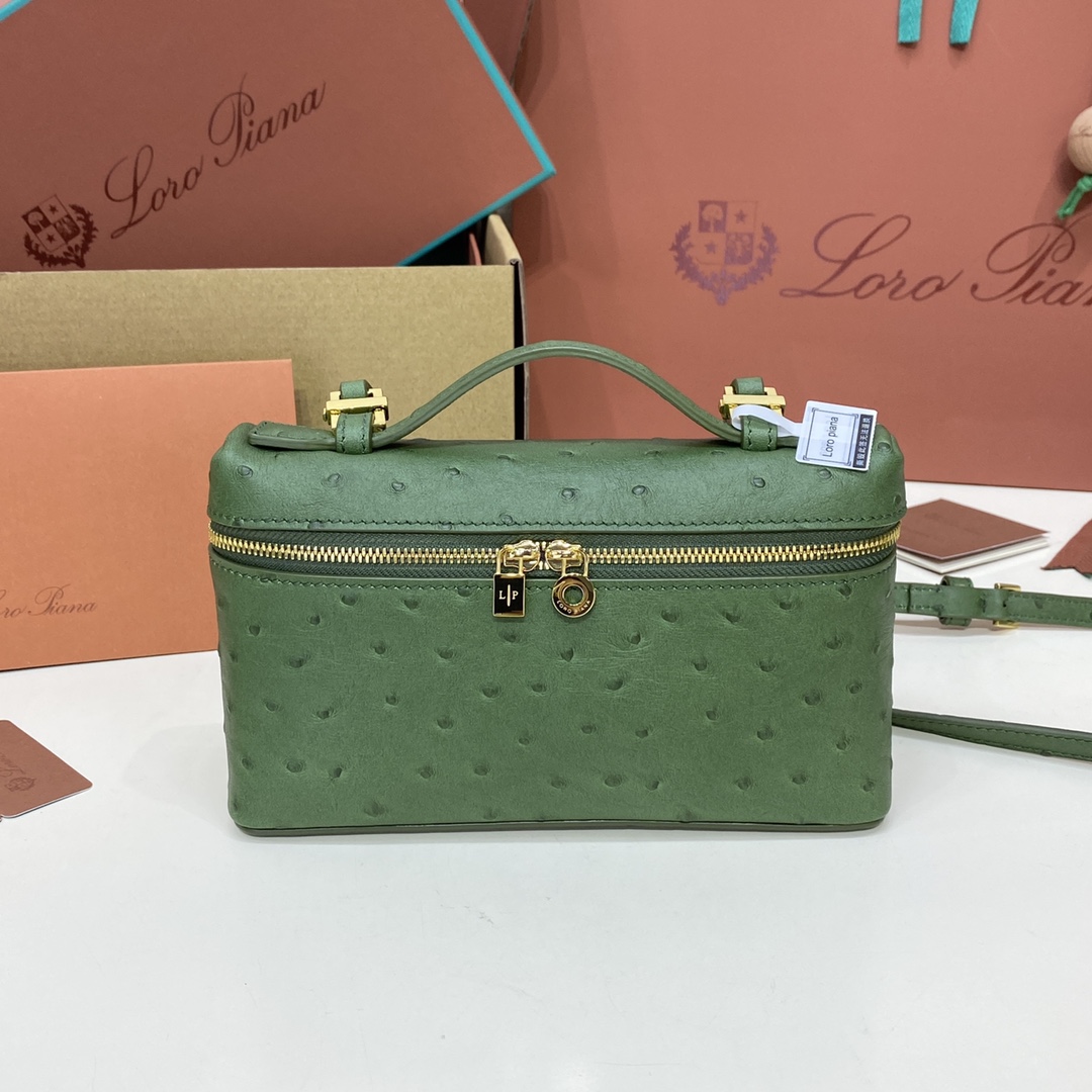 Bagsaaa L0r0 P1ana Extra Pocket L27 Green Ostrich - 16x27x10 cm
