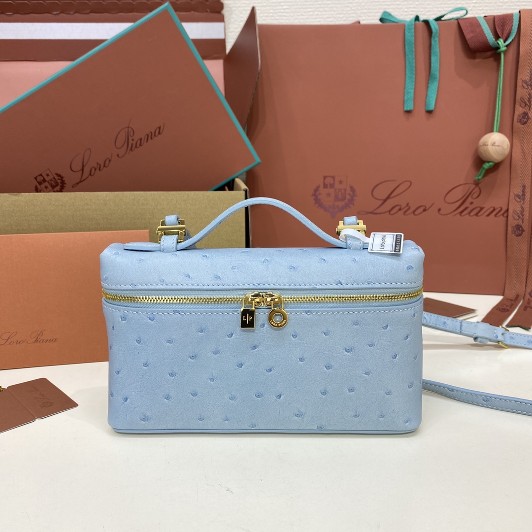 Bagsaaa L0r0 P1ana Extra Pocket L27 Light Blue Ostrich - 16x27x10 cm