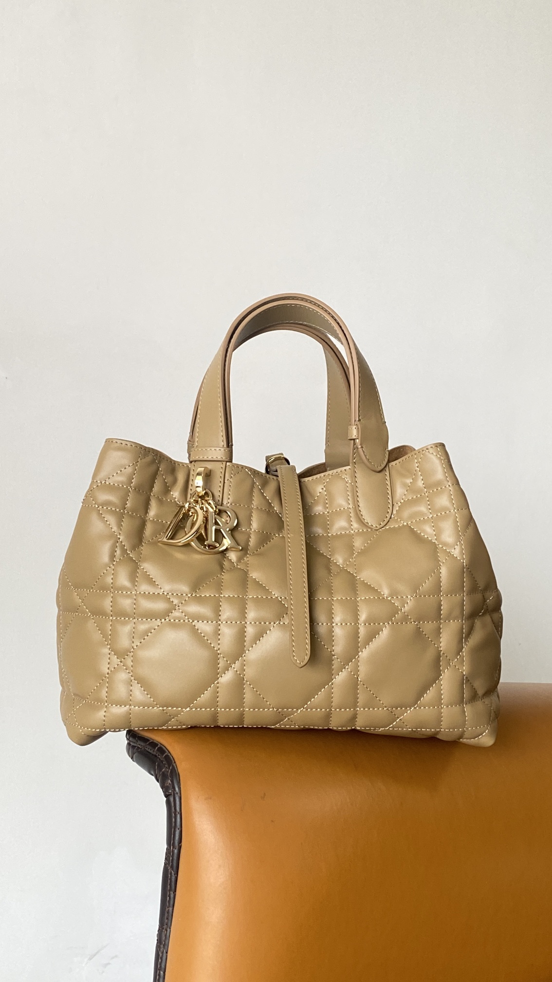 Bagsaaa Medium D10r Toujours Bag Brown Macrocannage Calfskin - 28.5 x 21.5 x 17 cm