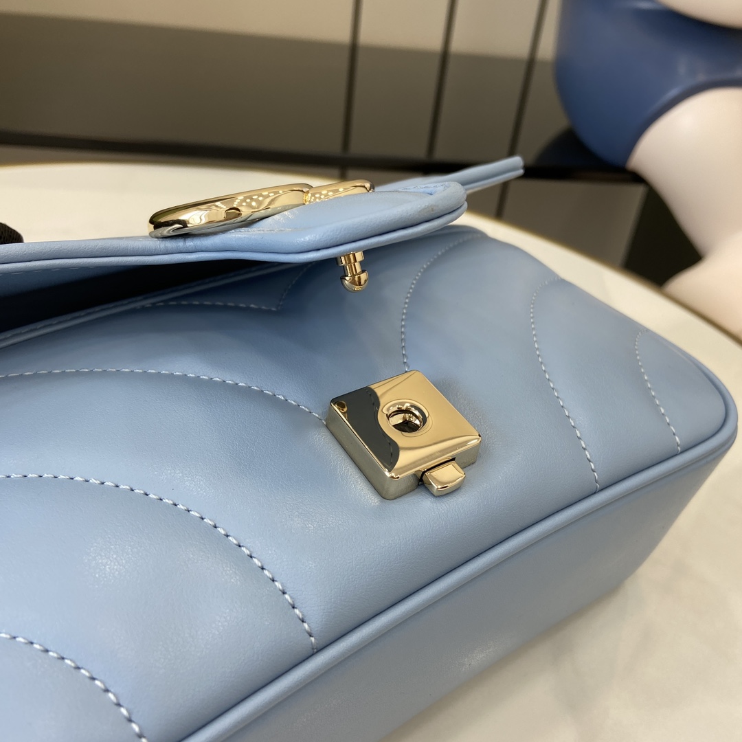 Bagsaaa Gvc*1 GG Marmont Mini Shoulder Bag Blue 446744 - 22cm