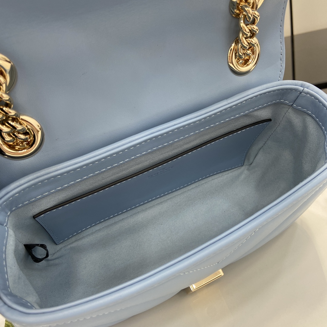 Bagsaaa Gvc*1 GG Marmont Mini Shoulder Bag Blue 446744 - 22cm