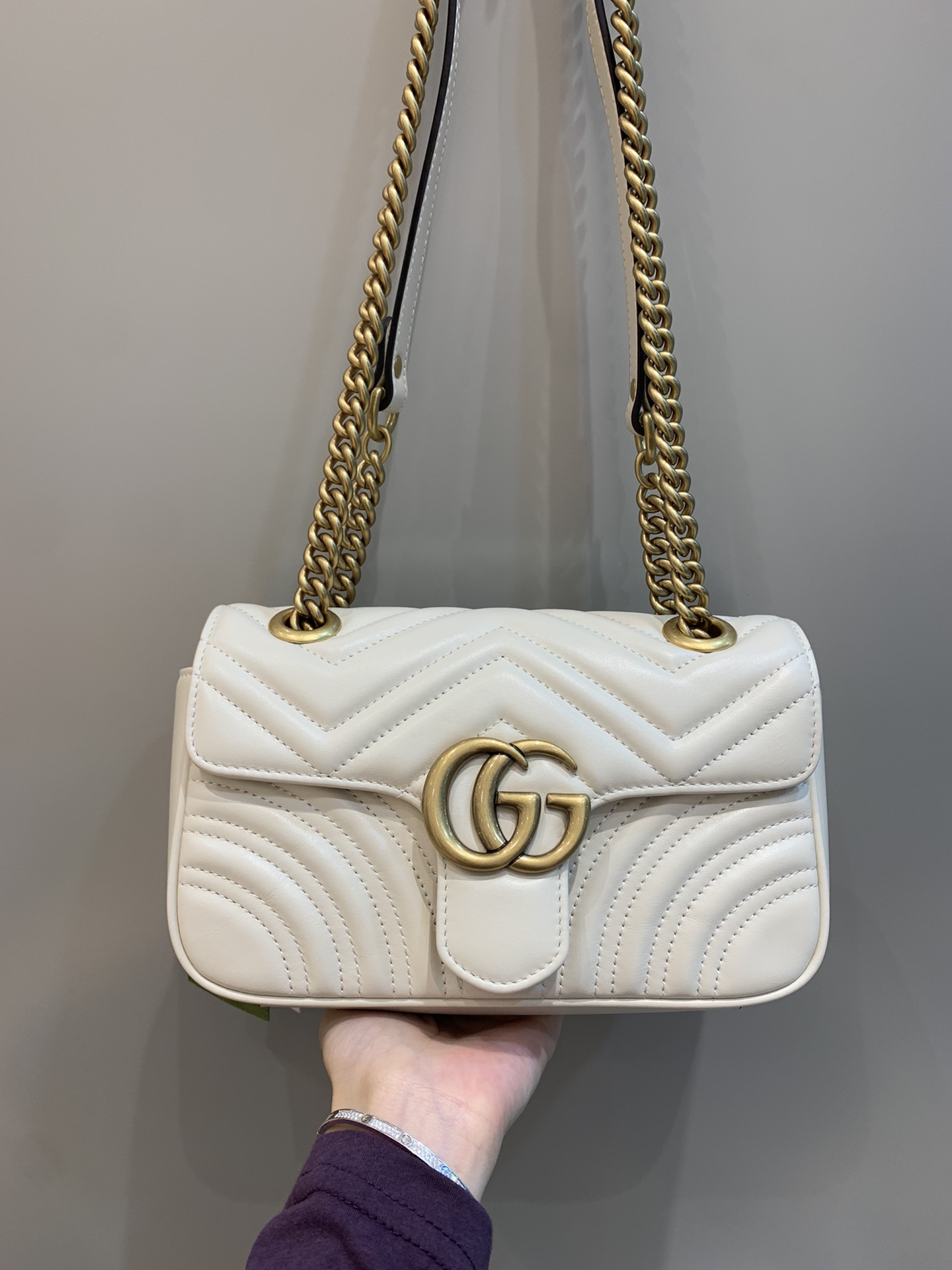 Bagsaaa Gvc*1 GG Marmont Mini Shoulder Bag White 46744 - 22cm