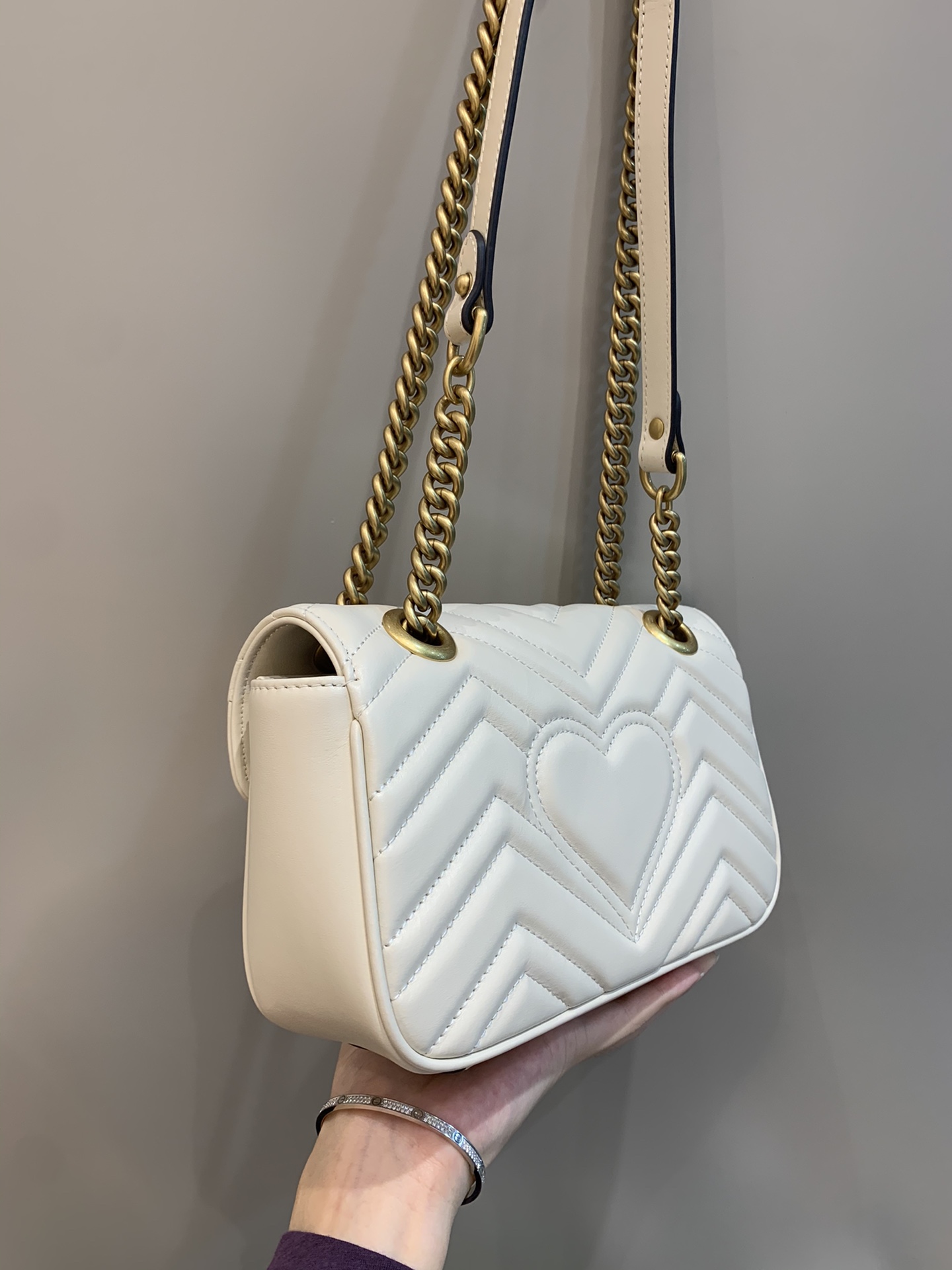 Bagsaaa Gvc*1 GG Marmont Mini Shoulder Bag White 46744 - 22cm