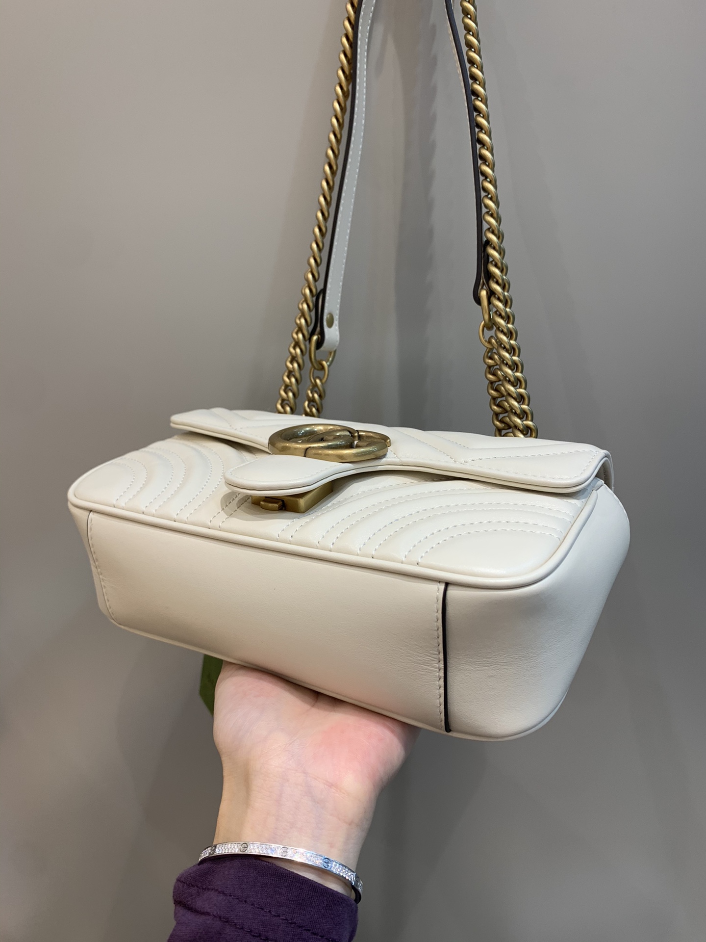 Bagsaaa Gvc*1 GG Marmont Mini Shoulder Bag White 46744 - 22cm