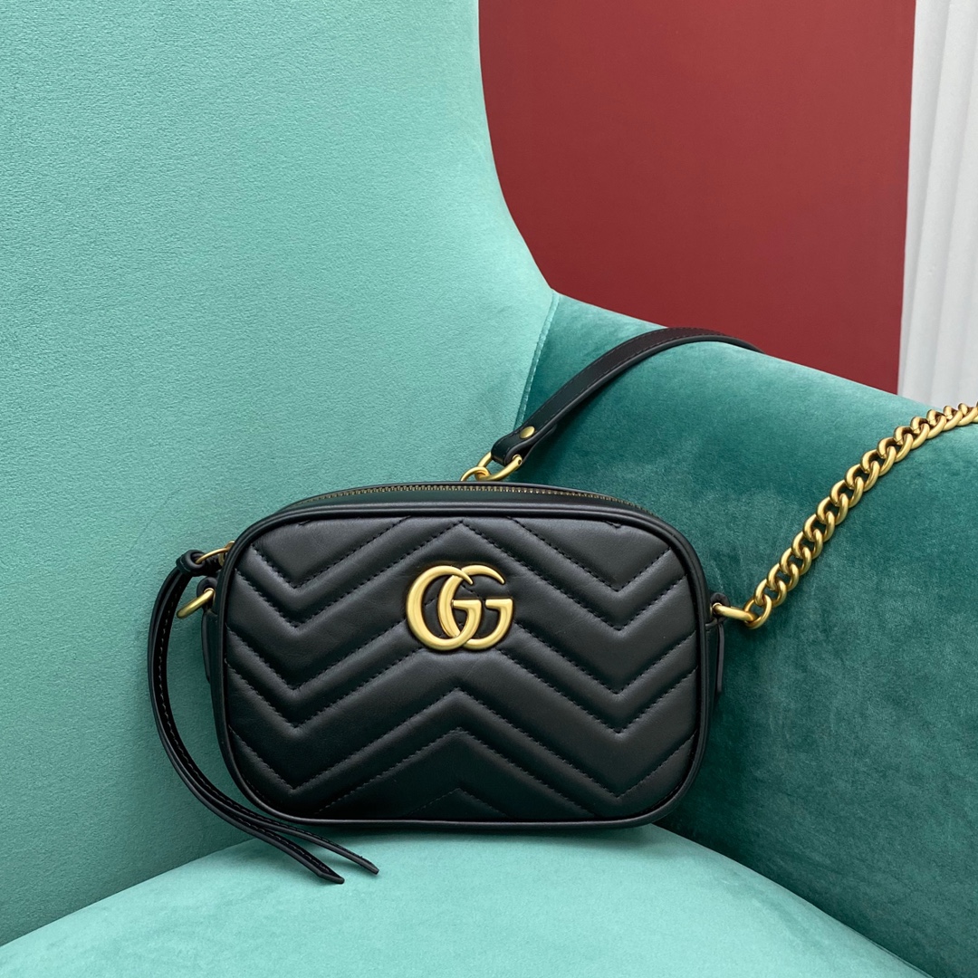 Bagsaaa Gvc*1 GG Marmont Mini Shoulder Bag Black 448065 - 18cm