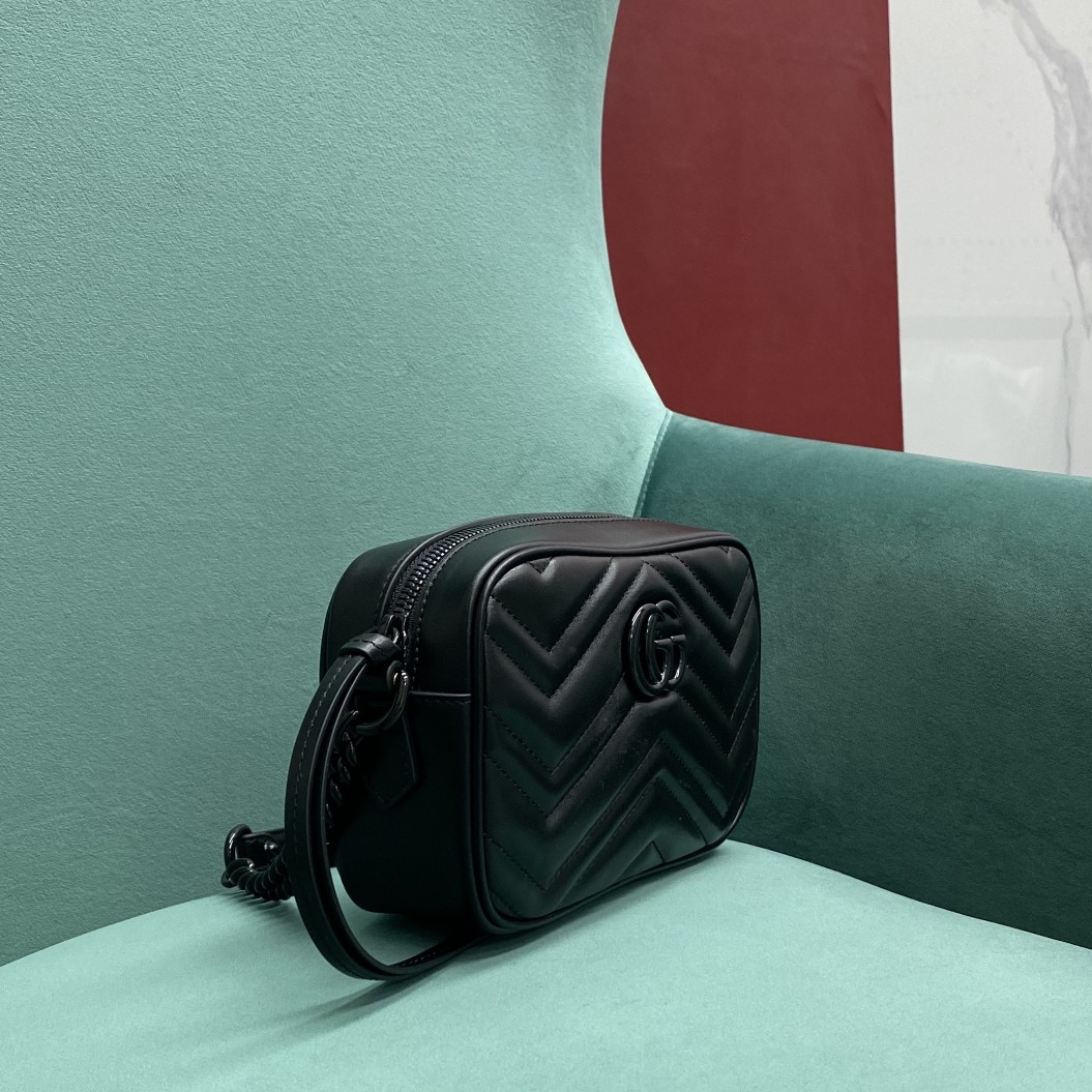 Bagsaaa Gvc*1 GG Marmont Mini Shoulder Bag Full Black 448065 - 18cm