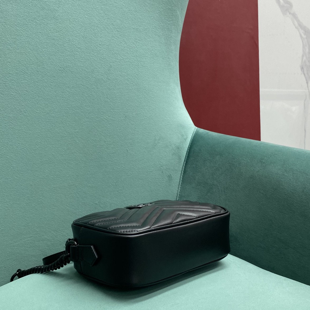 Bagsaaa Gvc*1 GG Marmont Mini Shoulder Bag Full Black 448065 - 18cm