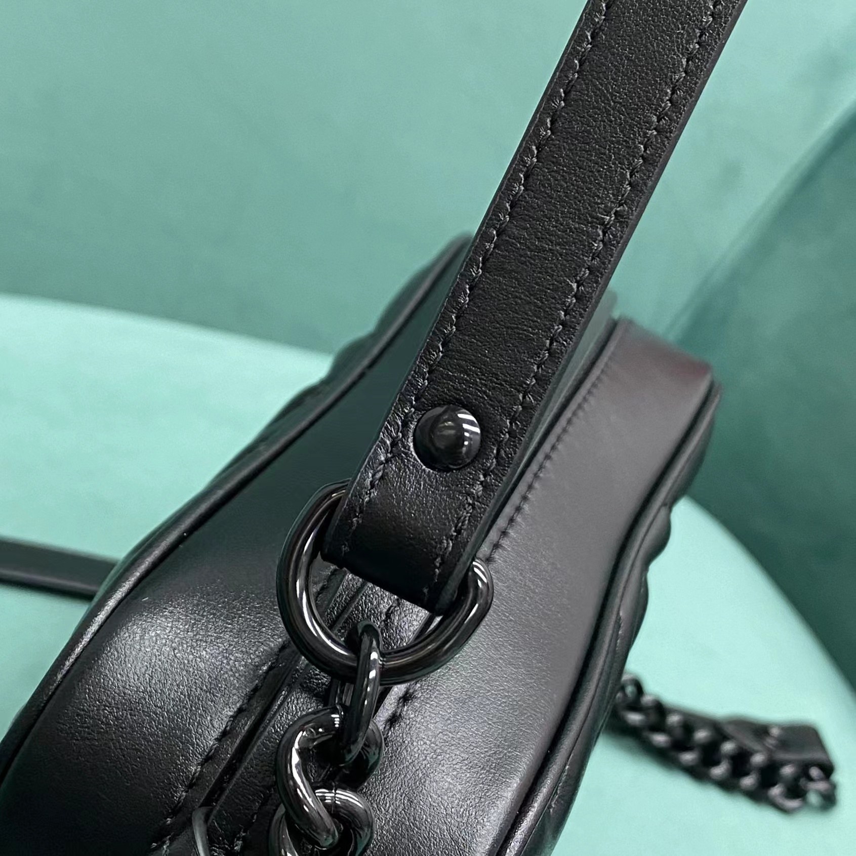 Bagsaaa Gvc*1 GG Marmont Mini Shoulder Bag Full Black 448065 - 18cm