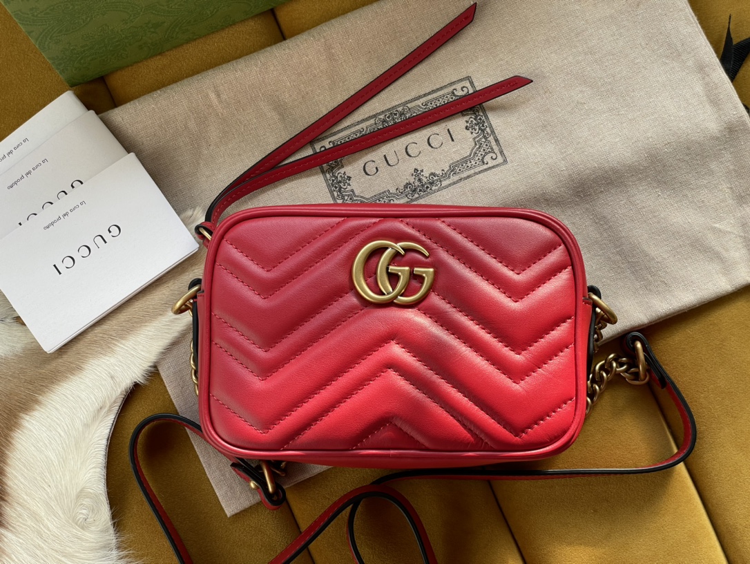 Bagsaaa Gvc*1 GG Marmont Mini Shoulder Bag Red 448065 - 18cm