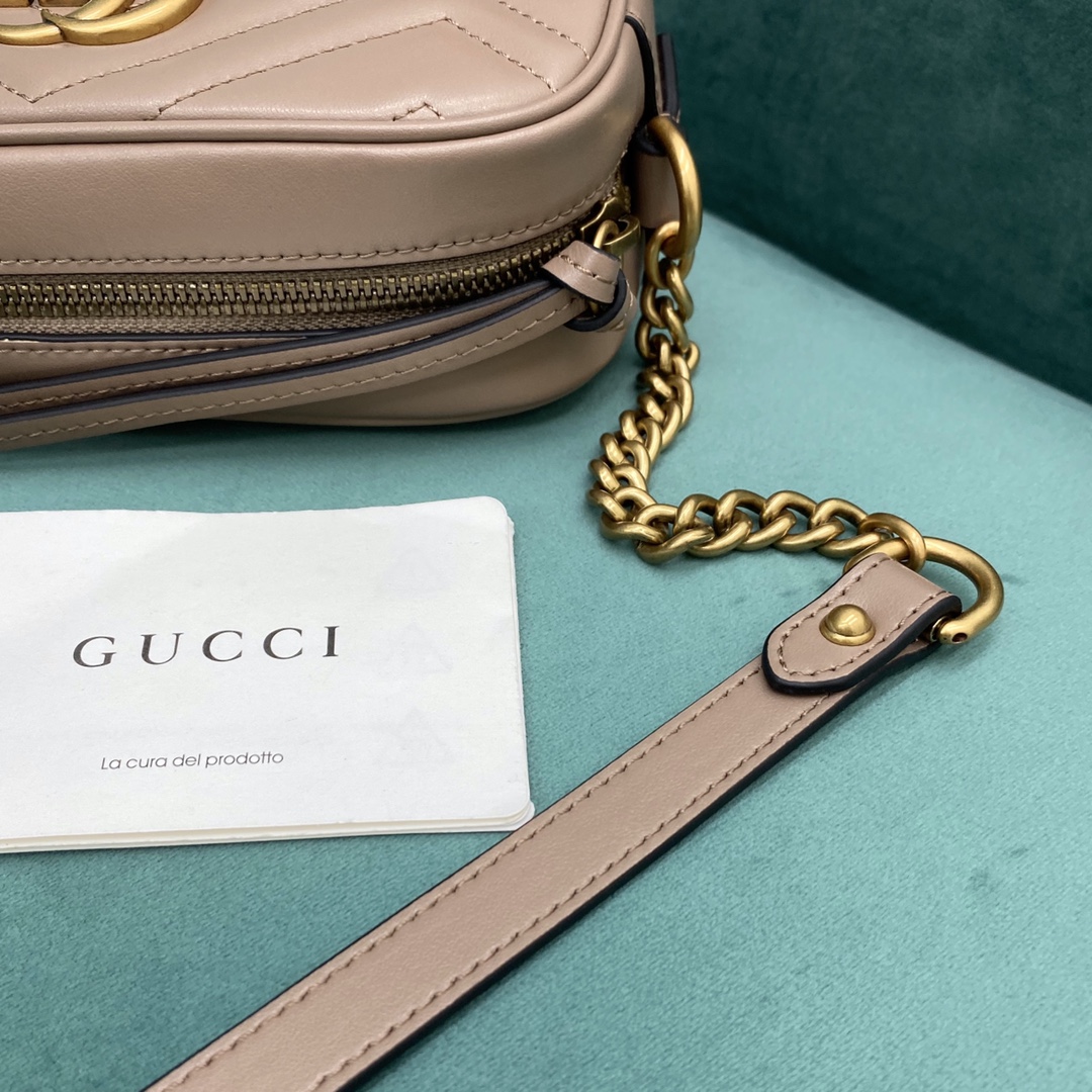Bagsaaa Gvc*1 GG Marmont Mini Shoulder Bag Beige 448065 - 18cm