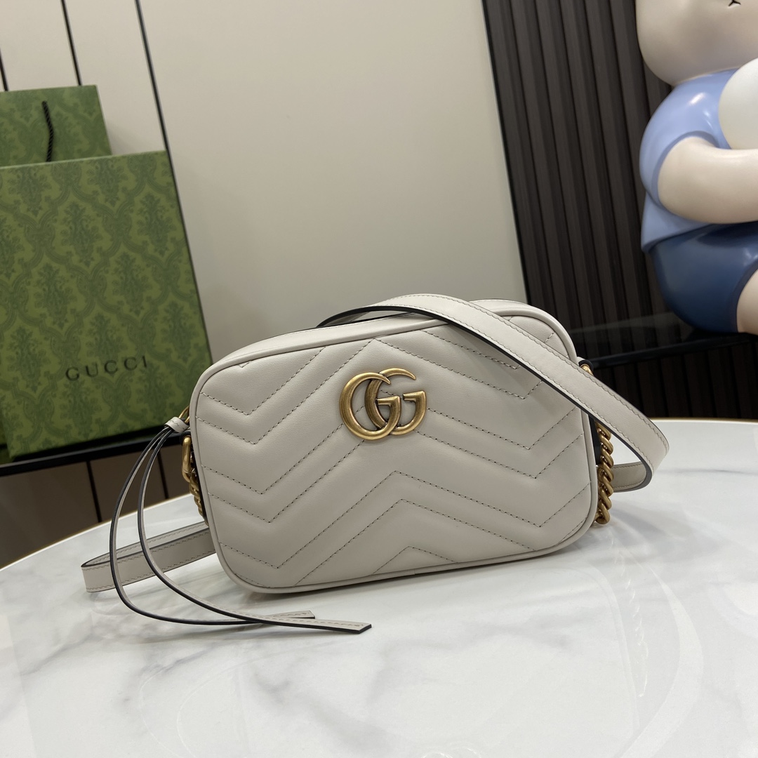 Bagsaaa Gvc*1 GG Marmont Mini Shoulder Bag Light Gray 448065 - 18cm