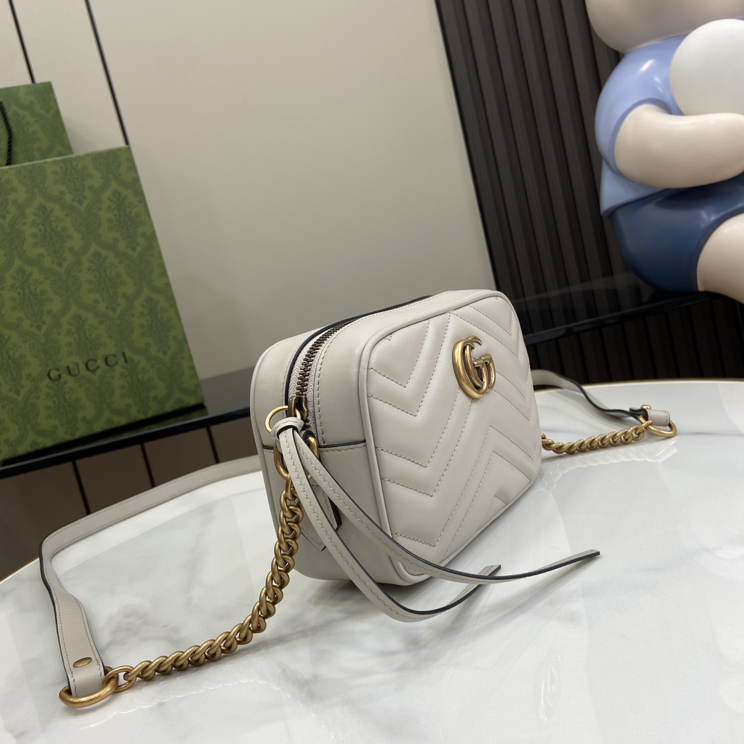 Bagsaaa Gvc*1 GG Marmont Mini Shoulder Bag Light Gray 448065 - 18cm