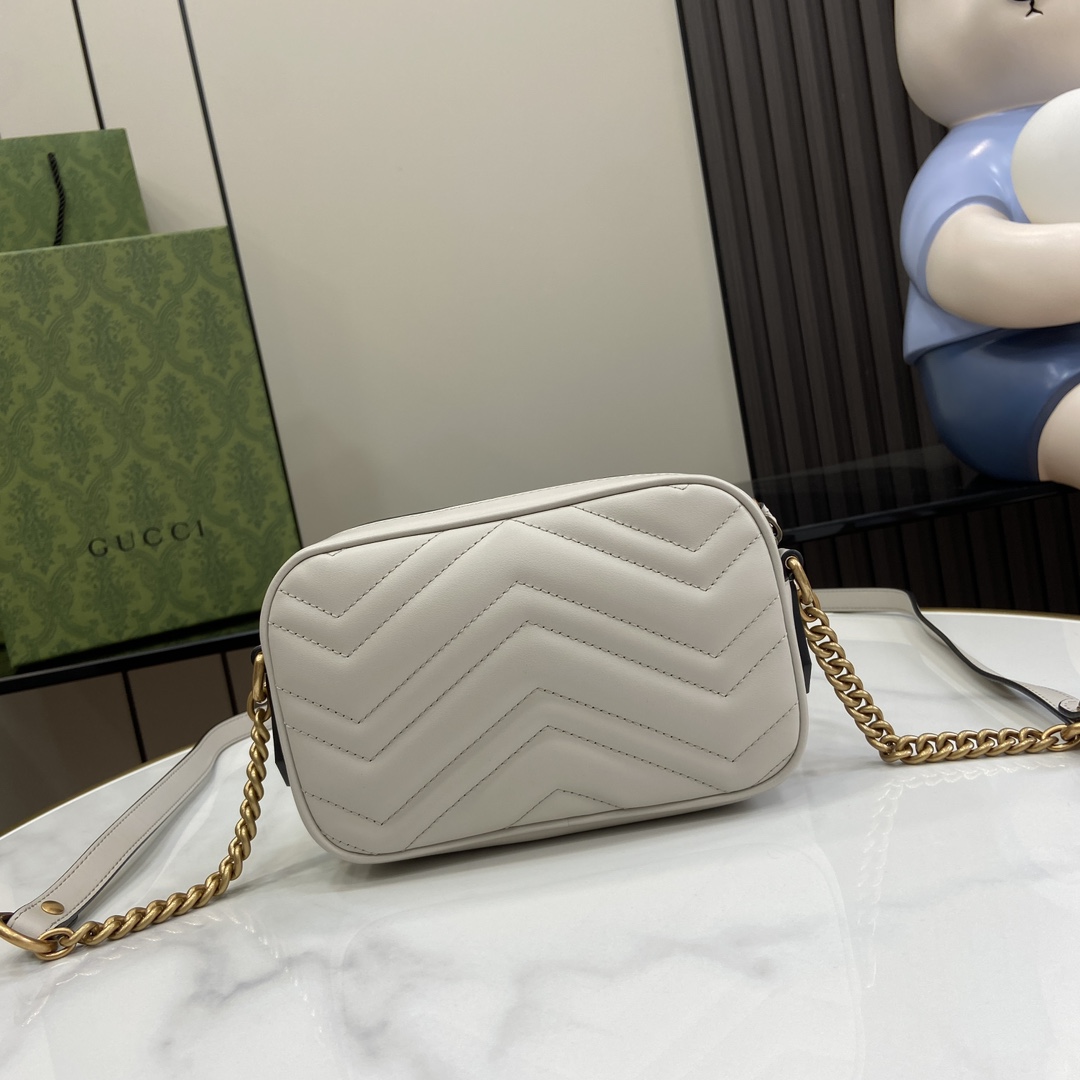 Bagsaaa Gvc*1 GG Marmont Mini Shoulder Bag Light Gray 448065 - 18cm