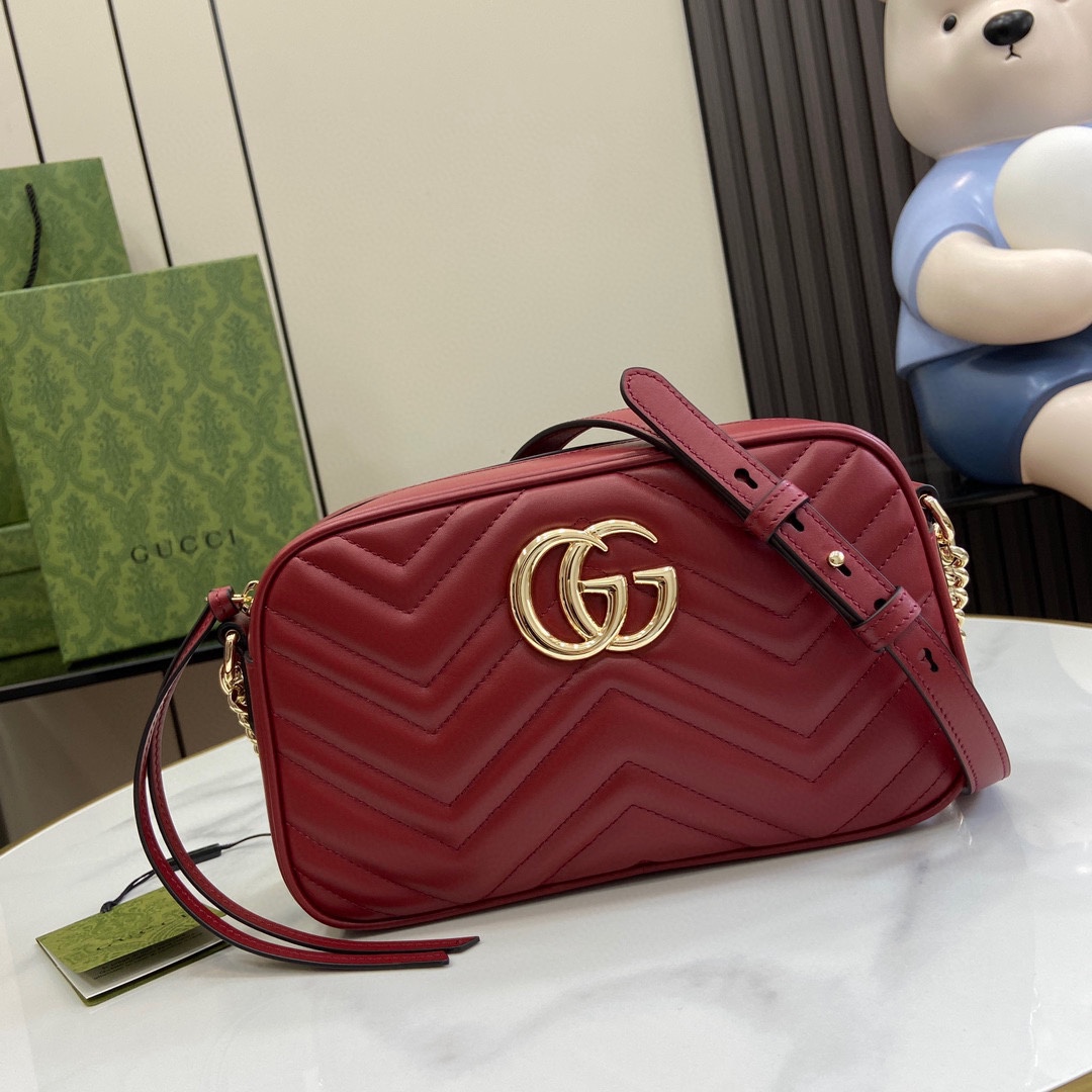 Bagsaaa Gvc*1 GG Marmont Small Shoulder Bag 447632 Red - 24 x 13 x 7cm