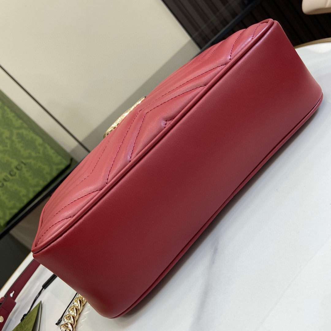 Bagsaaa Gvc*1 GG Marmont Small Shoulder Bag 447632 Red - 24 x 13 x 7cm