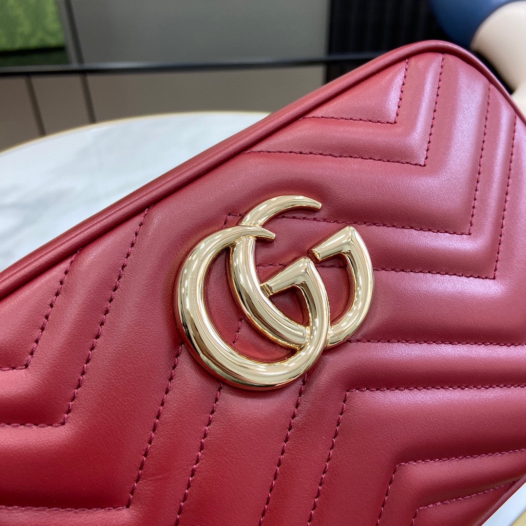 Bagsaaa Gvc*1 GG Marmont Small Shoulder Bag 447632 Red - 24 x 13 x 7cm
