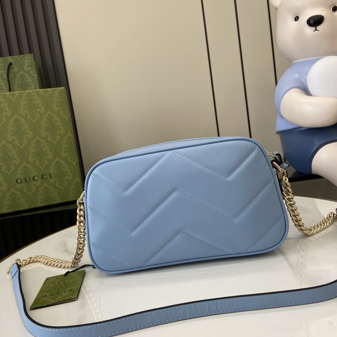 Bagsaaa Gvc*1 GG Marmont Small Shoulder Bag 447632 Blue - 24 x 13 x 7cm