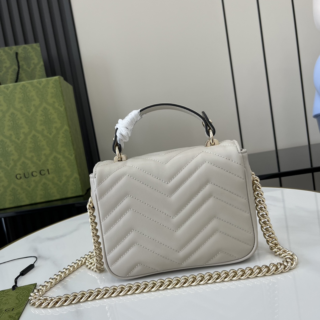 Bagsaaa Gvc*1 GG Marmont Mini Top Handle Bag 811238 Light Gray - 17x13x6cm