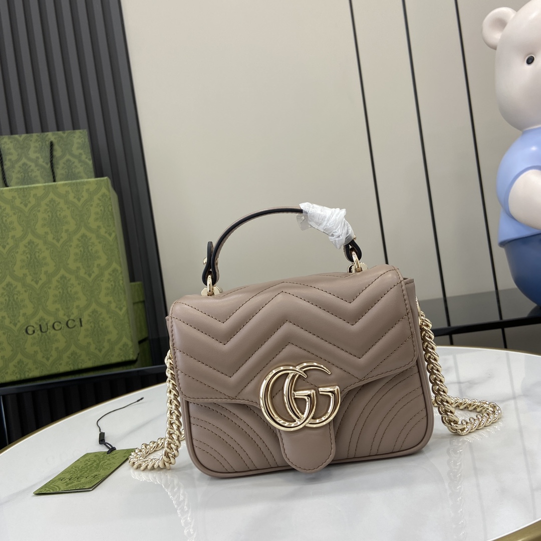 Bagsaaa Gvc*1 GG Marmont Mini Top Handle Bag 811238 Beige - 17x13x6cm