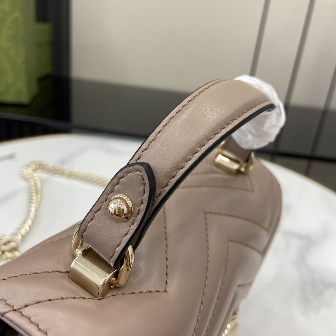 Bagsaaa Gvc*1 GG Marmont Mini Top Handle Bag 811238 Beige - 17x13x6cm