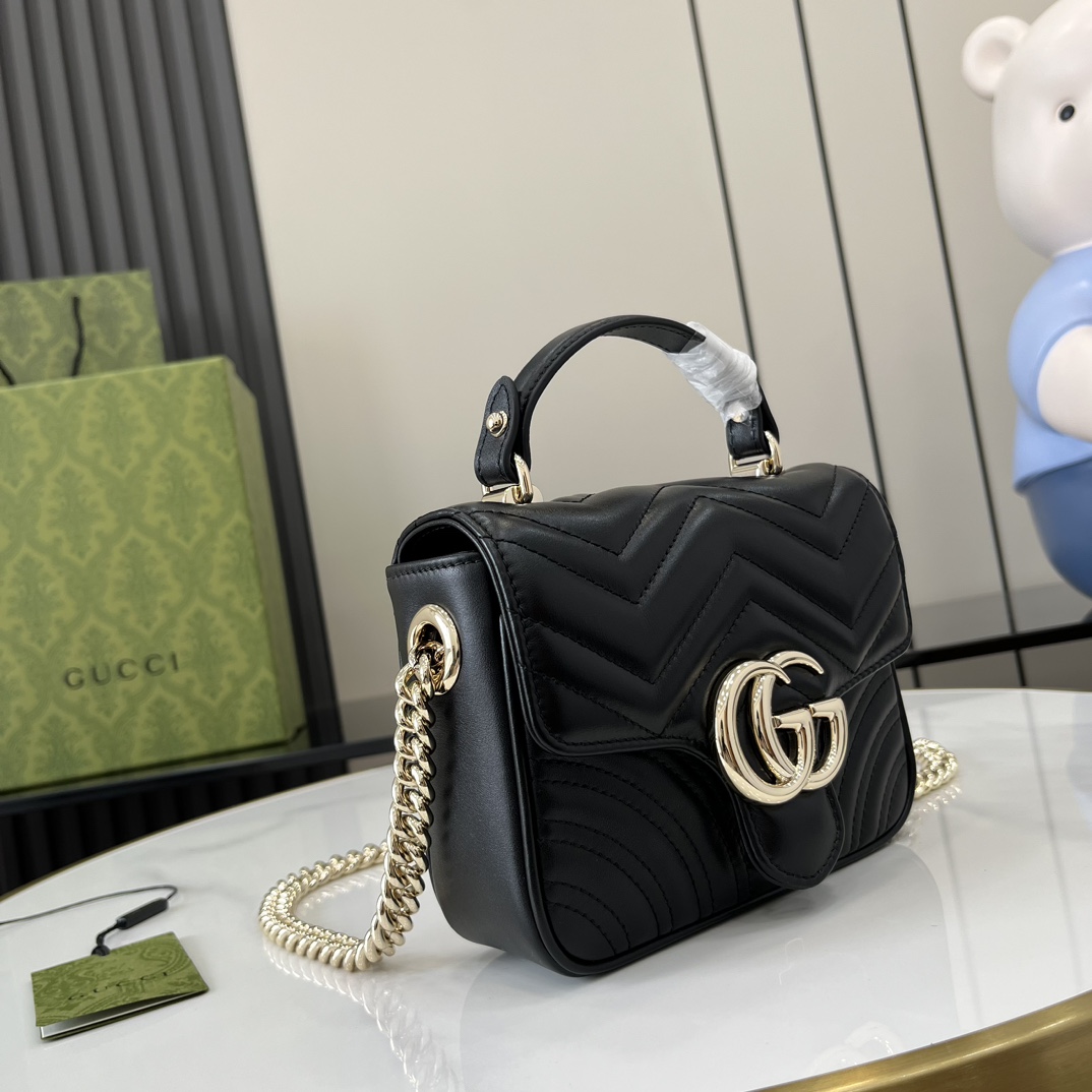 Bagsaaa Gvc*1 GG Marmont Mini Top Handle Bag 811238 Black - 17x13x6cm