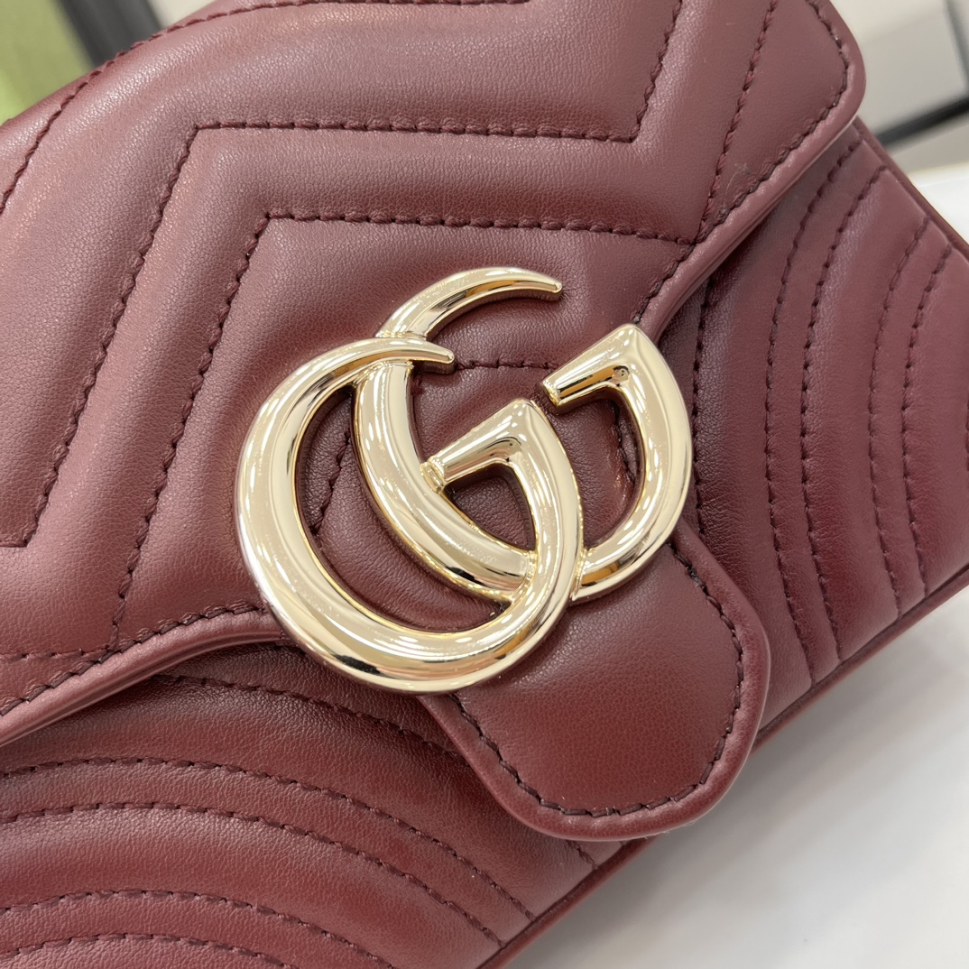 Bagsaaa Gvc*1 GG Marmont Mini Top Handle Bag 811238 Red - 17x13x6cm