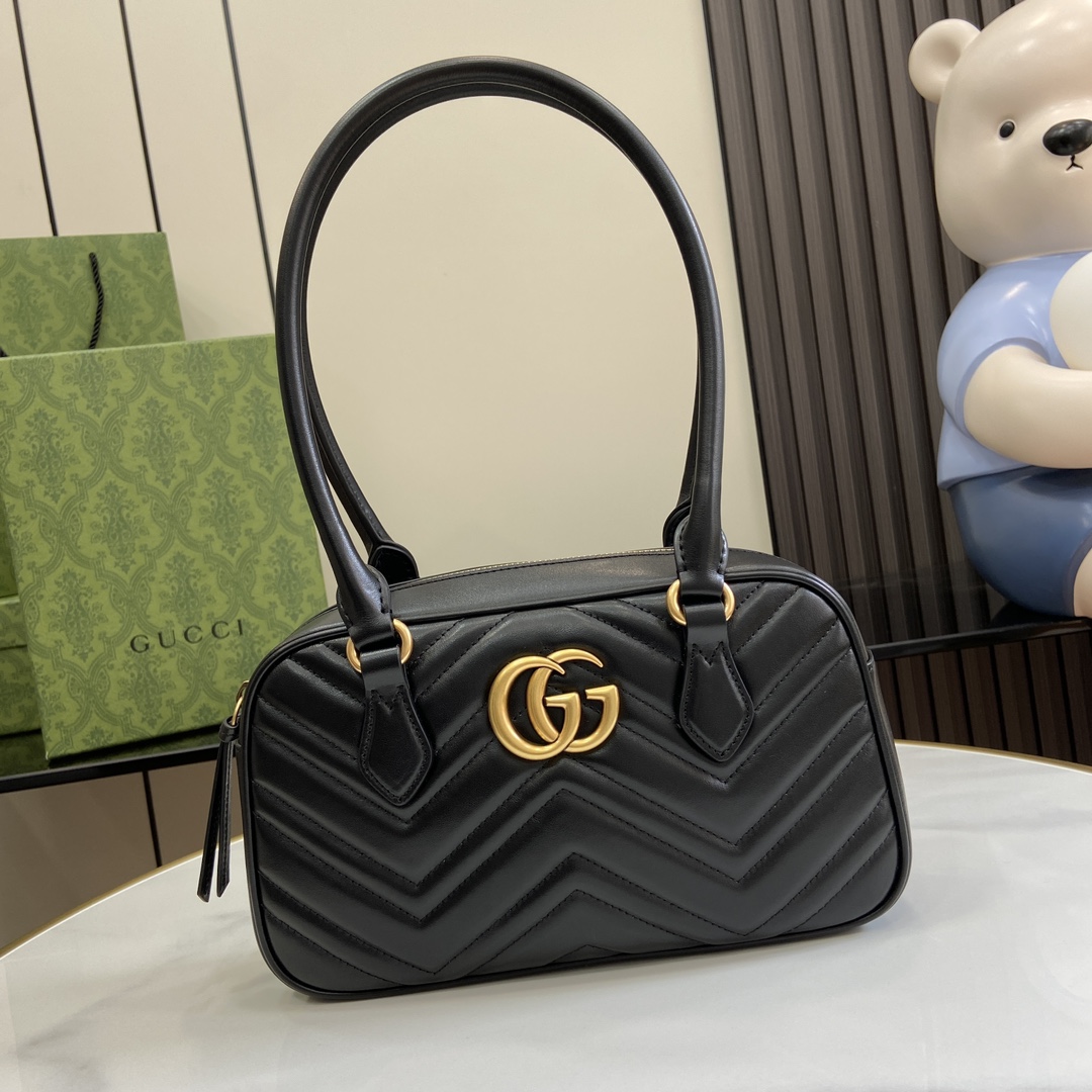 Bagsaaa Gvc*1 GG Marmont Small Top Handle Bag 795199 Black - 25.5x15.5x6.5cm