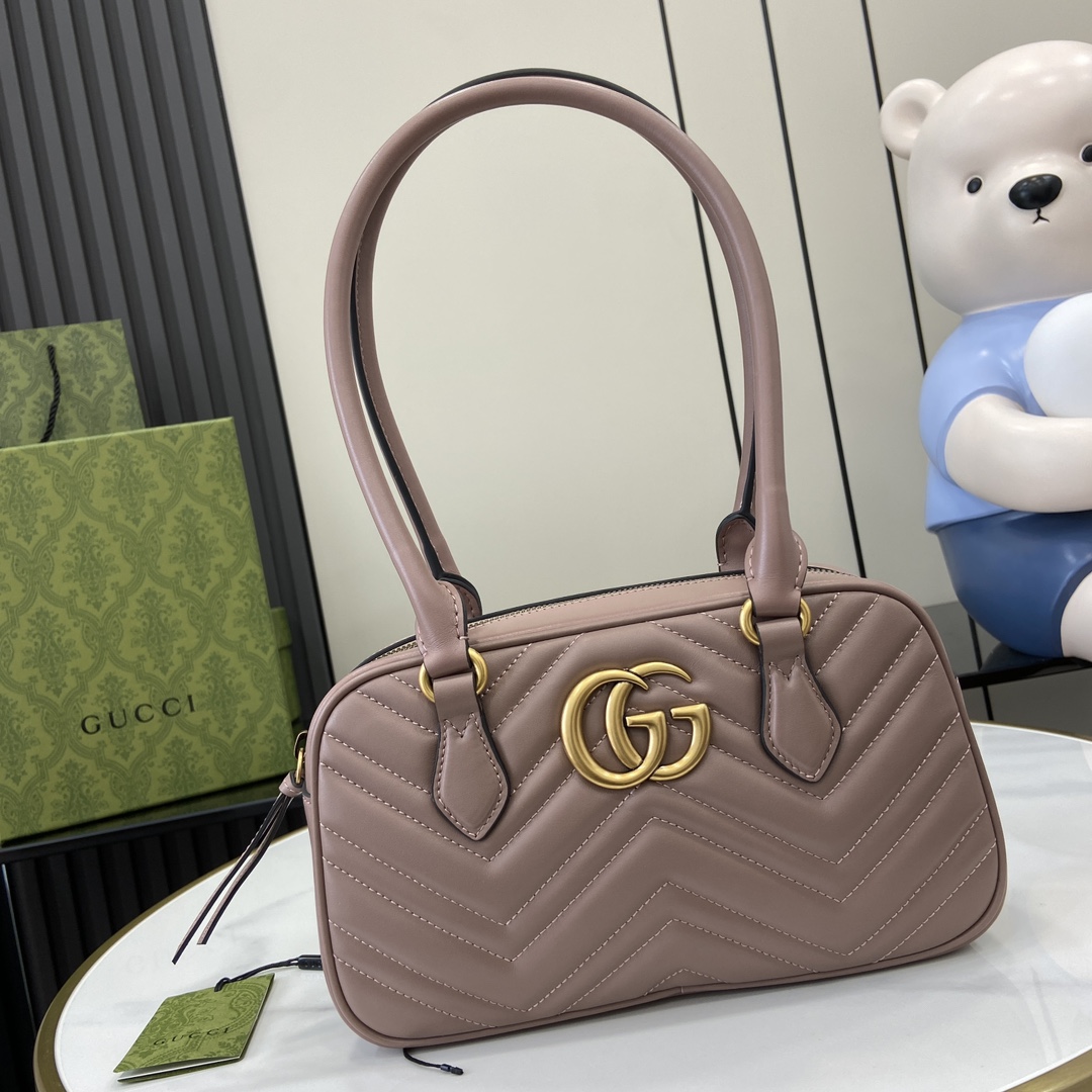 Bagsaaa Gvc*1 GG Marmont Small Top Handle Bag 795199 Dusty Pink - 25.5x15.5x6.5cm