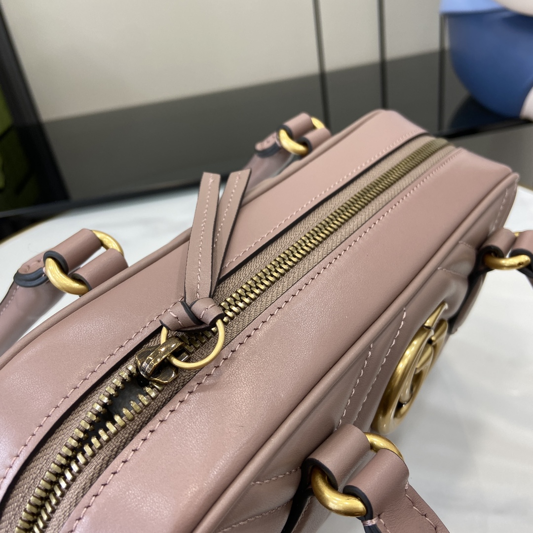 Bagsaaa Gvc*1 GG Marmont Small Top Handle Bag 795199 Dusty Pink - 25.5x15.5x6.5cm