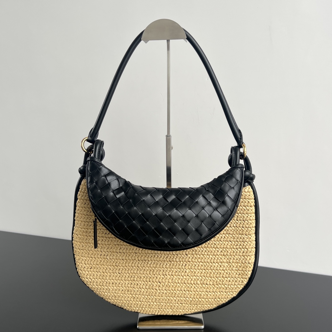 Bagsaaa B0tt*ga Ven*ta Medium Gemelli Natural/black - 36x25x10 cm