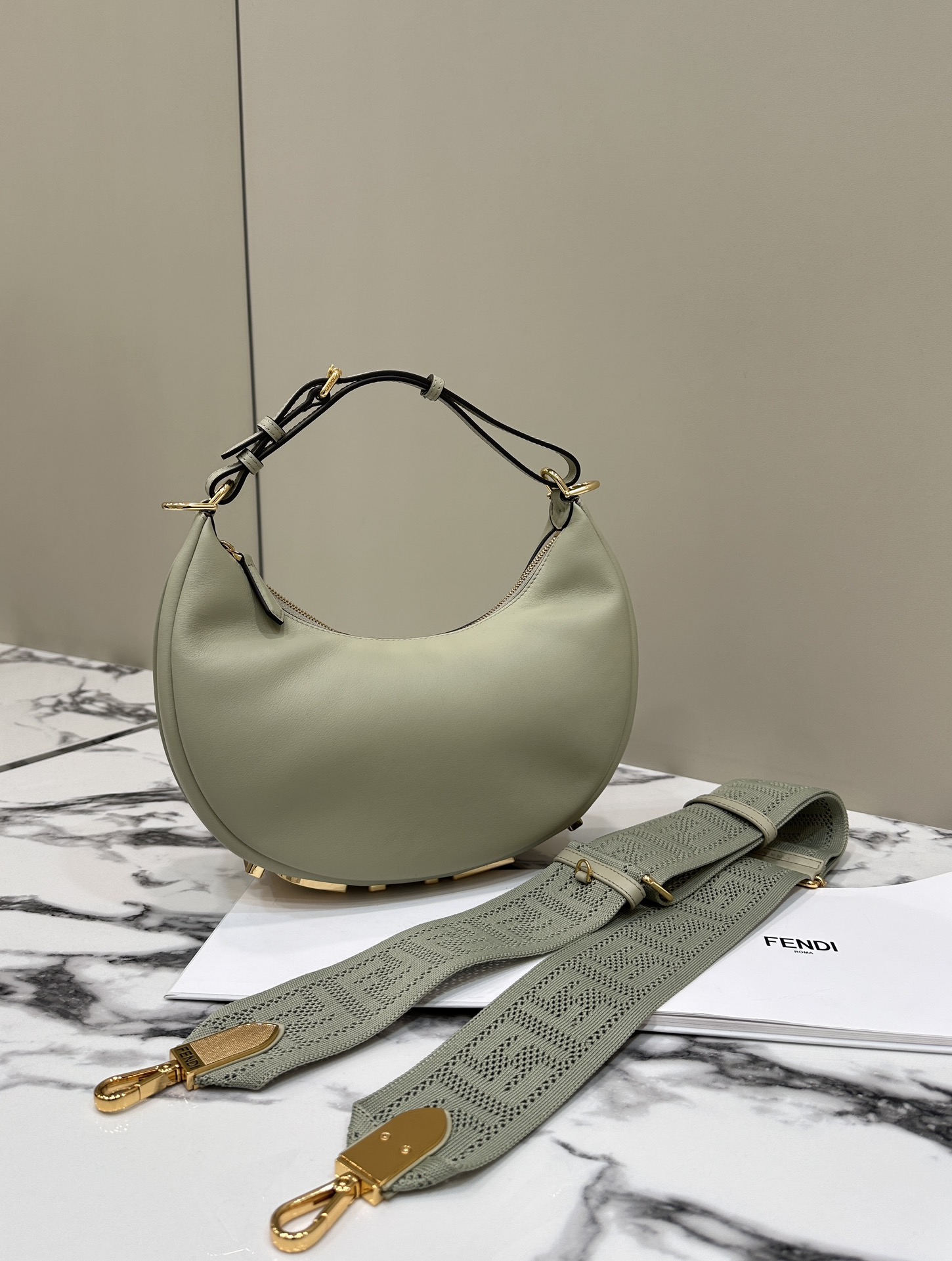 Bagsaaa F**digraphy Small Green Leather Bag - 29-24.5-10cm