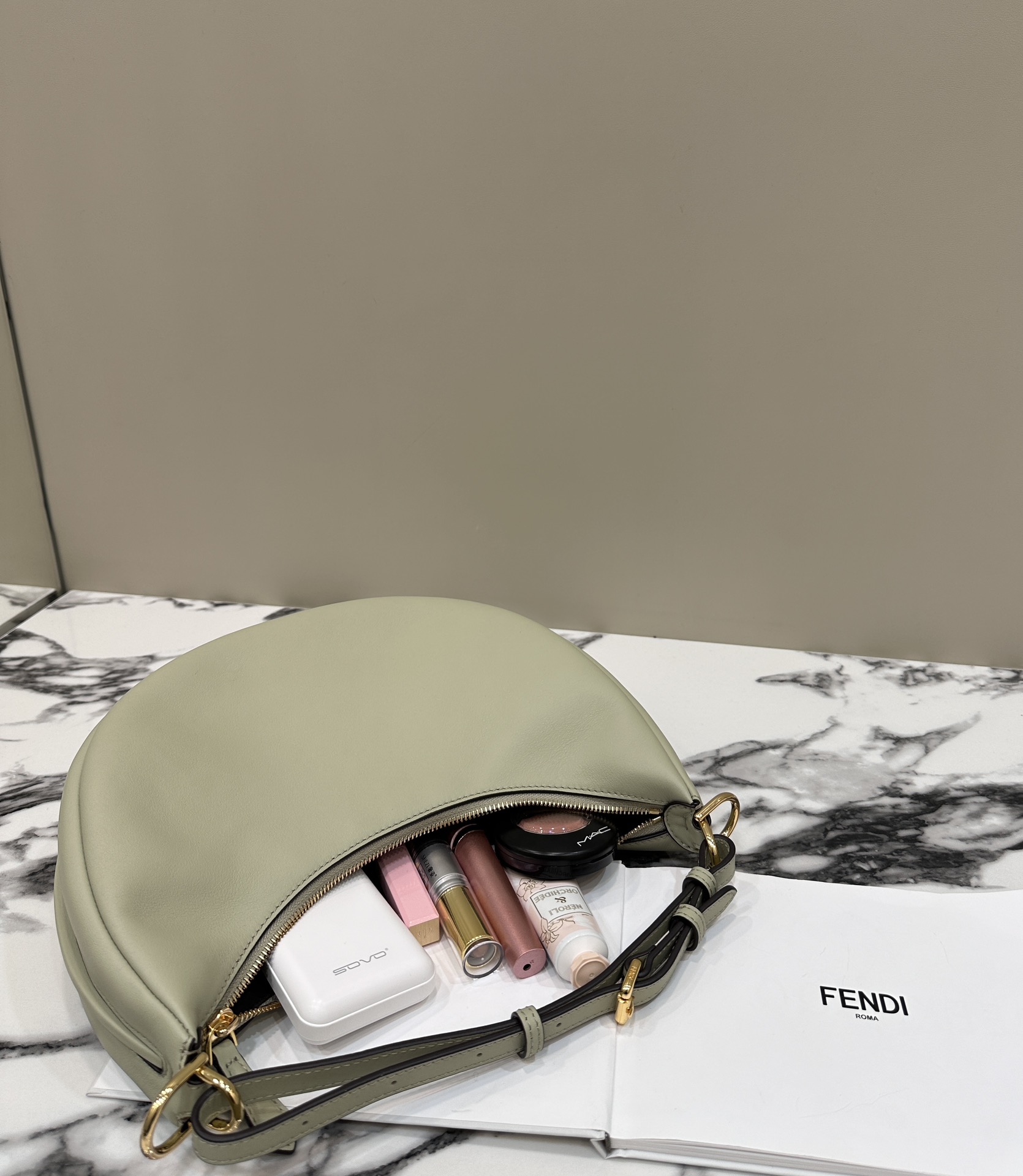 Bagsaaa F**digraphy Small Green Leather Bag - 29-24.5-10cm