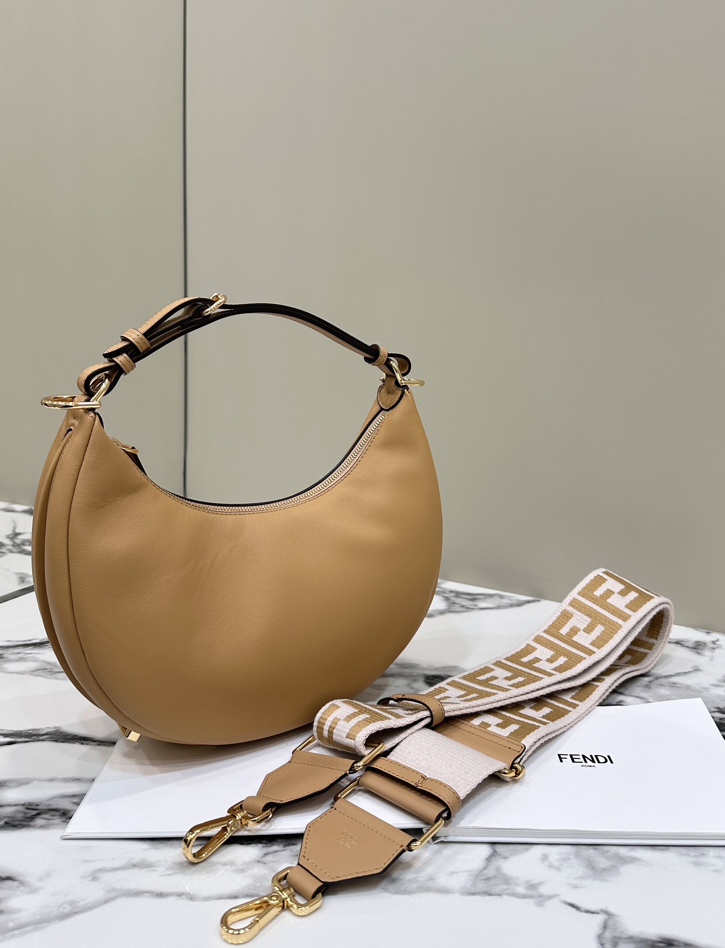 Bagsaaa F**digraphy Small Brown Leather Bag - 29-24.5-10cm