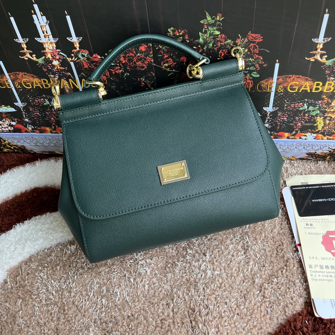 Bagsaaa Dolce&Gabbana Dark Green Sicily Handbag - 25x20X12cm