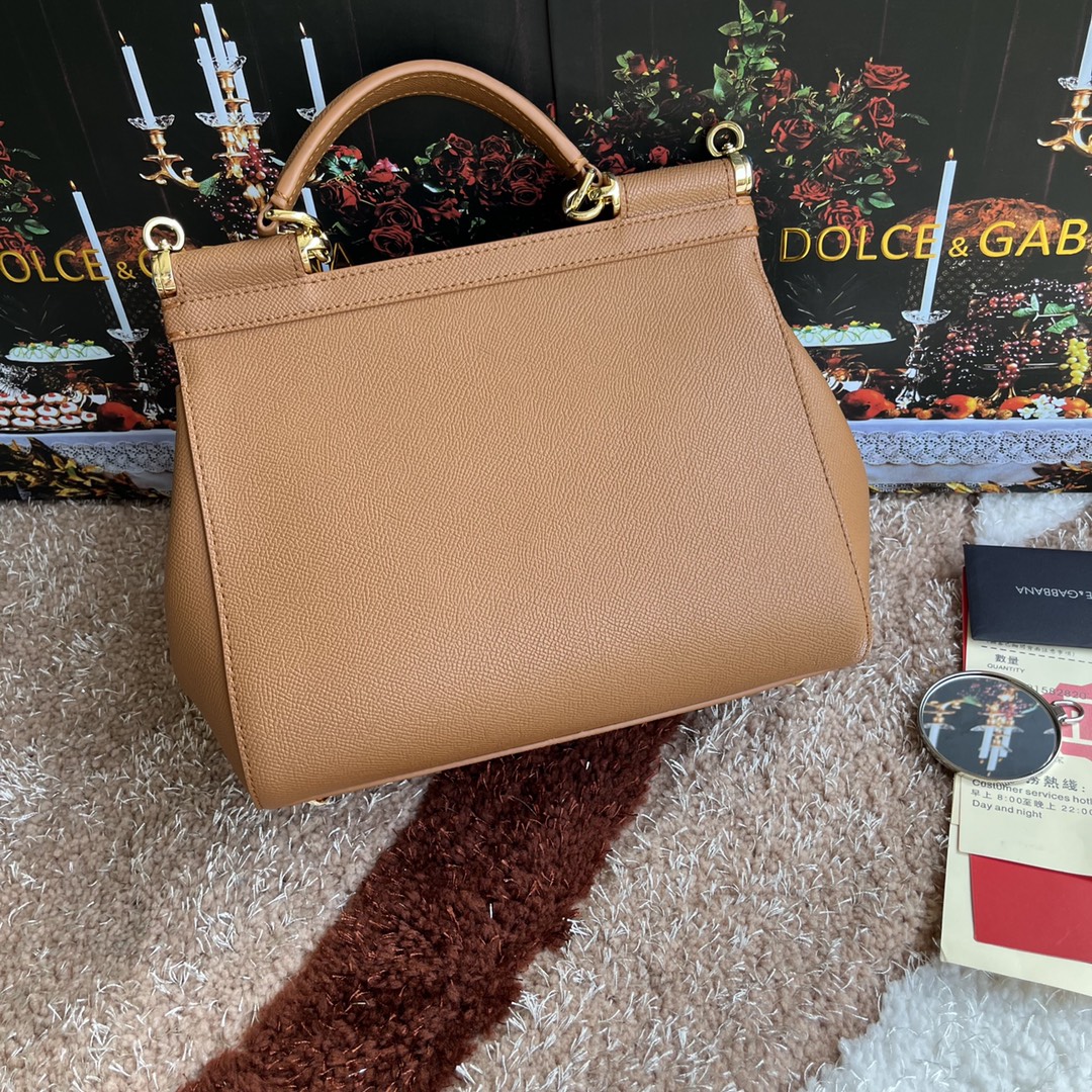 Bagsaaa Dolce&Gabbana Light Brown Sicily Handbag - 25x20X12cm