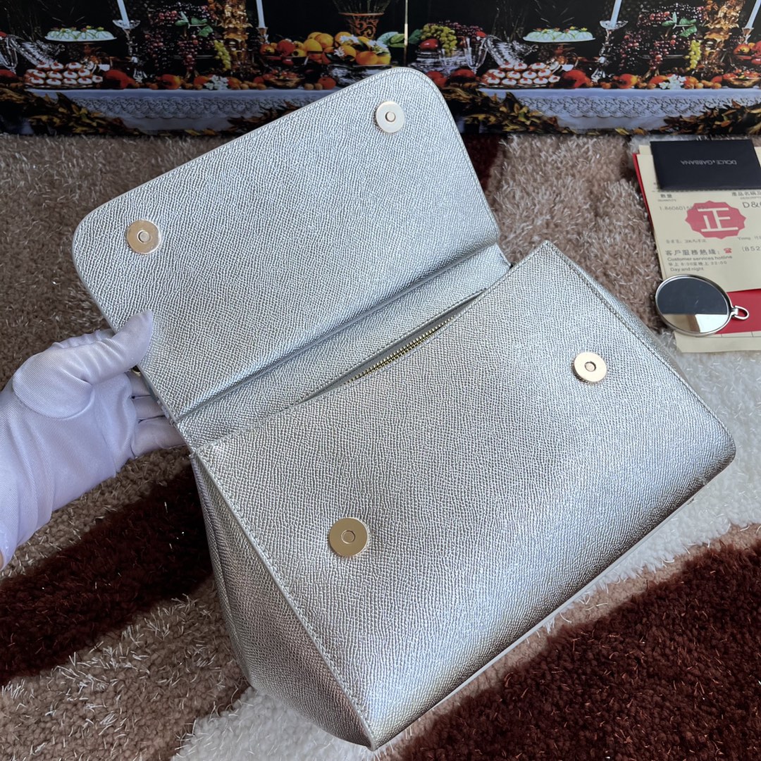 Bagsaaa Dolce&Gabbana Silver Sicily Handbag - 25x20X12cm