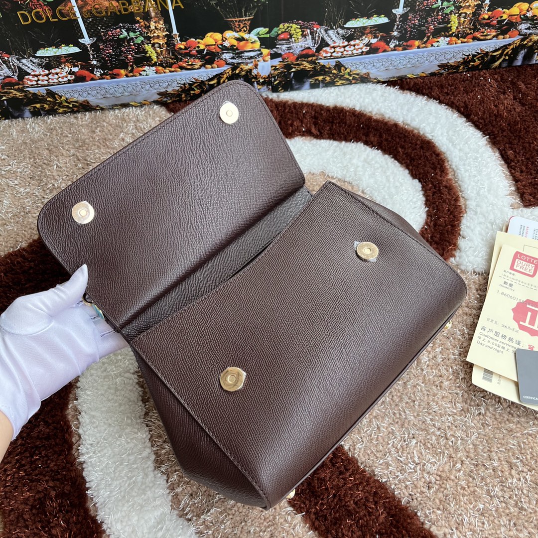 Bagsaaa Dolce&Gabbana Dark Brown Sicily Handbag - 25x20X12cm