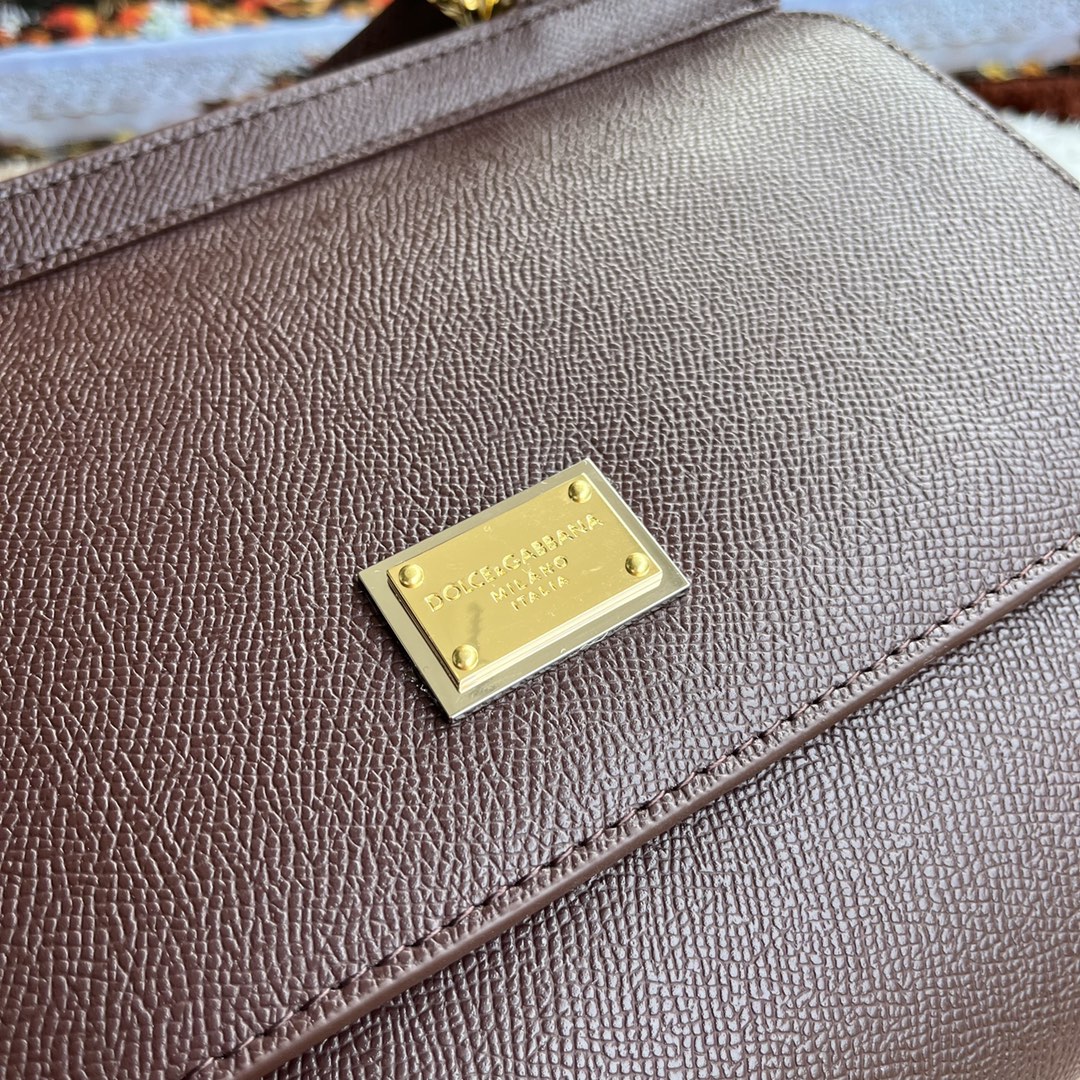 Bagsaaa Dolce&Gabbana Dark Brown Sicily Handbag - 25x20X12cm