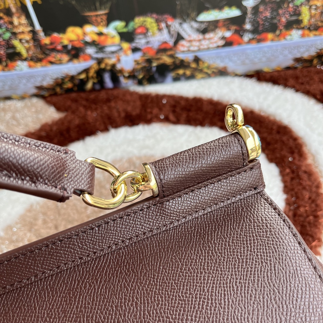 Bagsaaa Dolce&Gabbana Dark Brown Sicily Handbag - 25x20X12cm