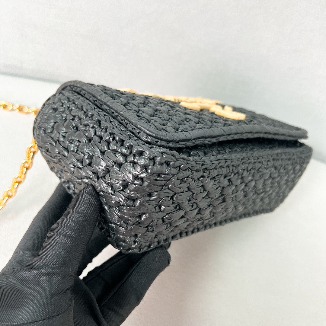 Bagsaaa Pra*a Crochet Shoulder Bag Black - 21x12x6 cm