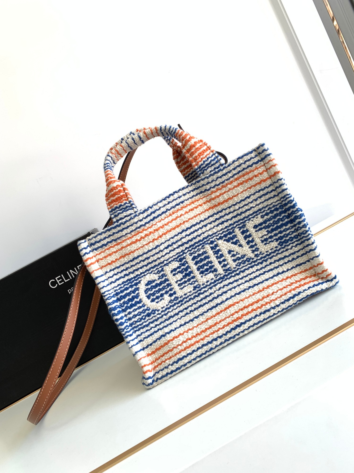 Bagsaaa Ce1i*e Small Cabas Thais In Striped Fabric - 25.5 x 18.5 x 12 CM