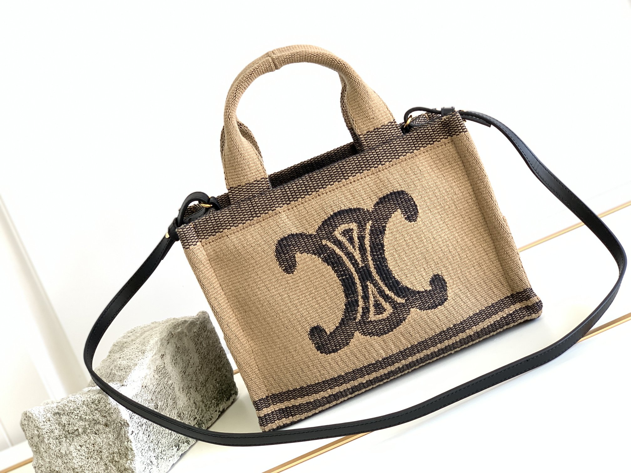 Bagsaaa Ce1i*e Small Cabas Thais In Textile With Triomphe And Calfskin - 25.5 x 18.5 x 12 CM