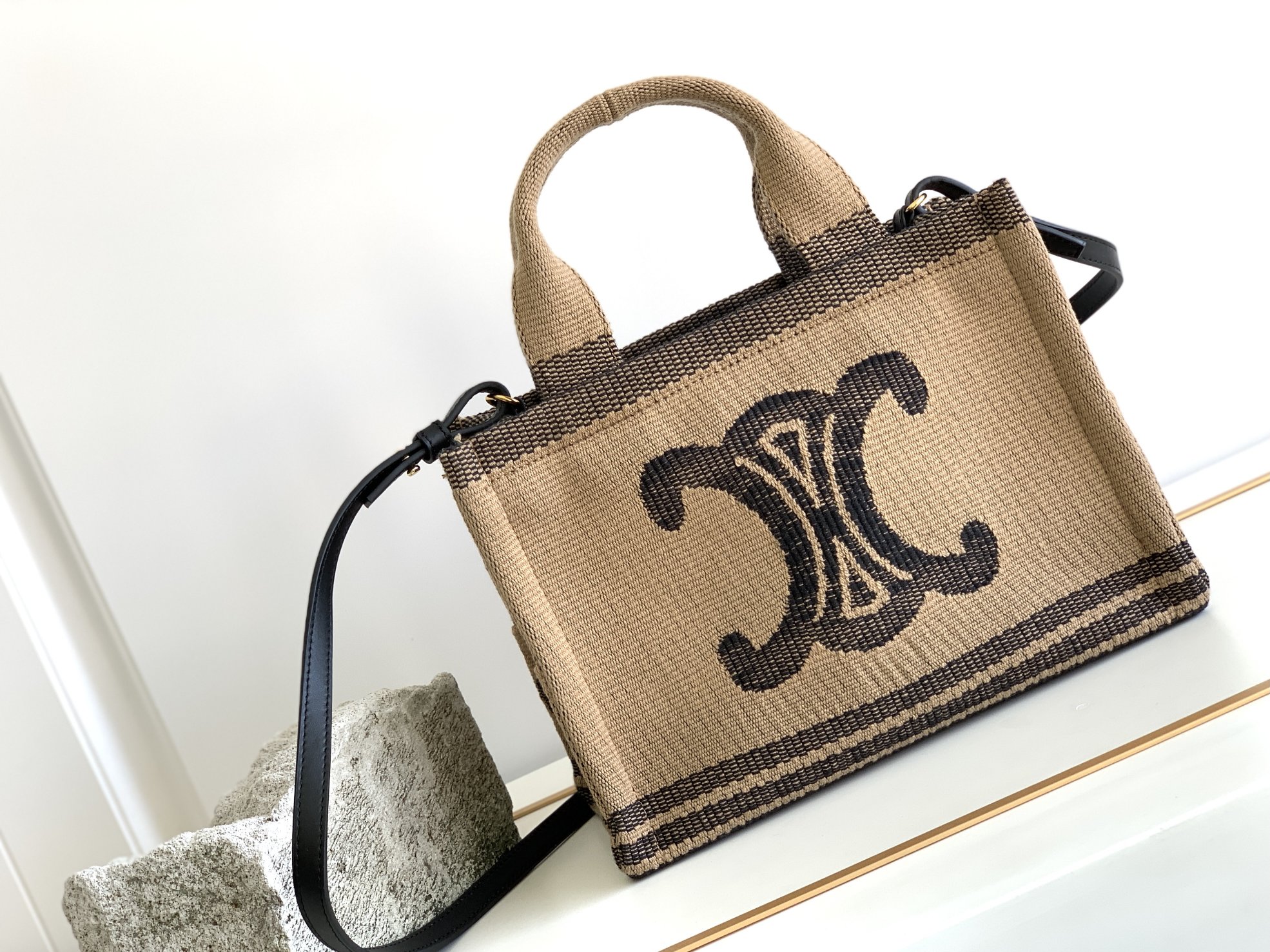 Bagsaaa Ce1i*e Small Cabas Thais In Textile With Triomphe And Calfskin - 25.5 x 18.5 x 12 CM