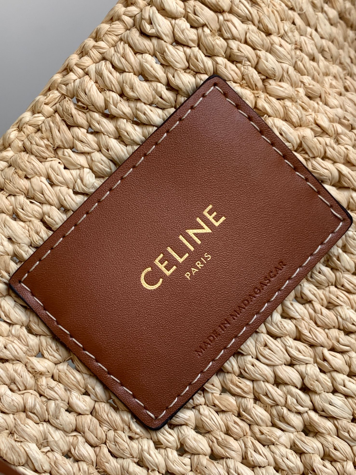 Bagsaaa Ce1i*e Small Cabas Thais In Raffia And Calfskin - 27 x 19 x 13 CM