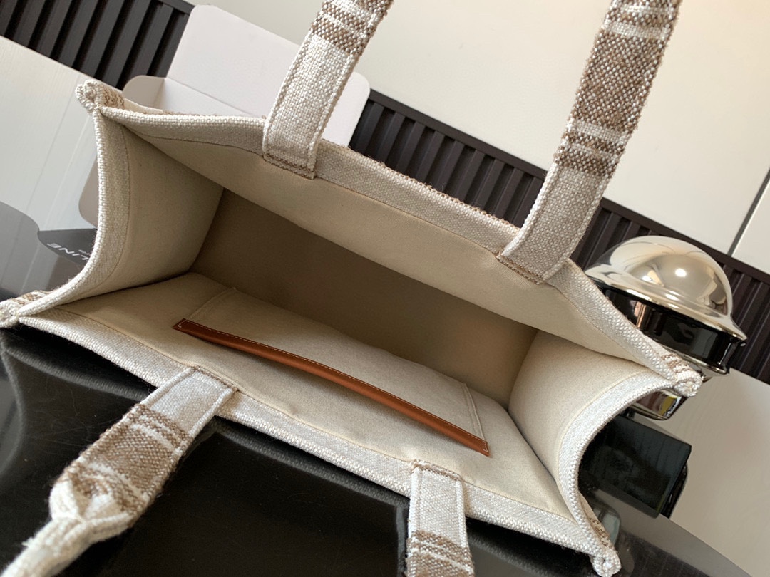 Bagsaaa Ce1i*e Large Cabas Thais In Striped Textile With Ce1i*e Jacquard Tan - 40 x 30 x 16 CM