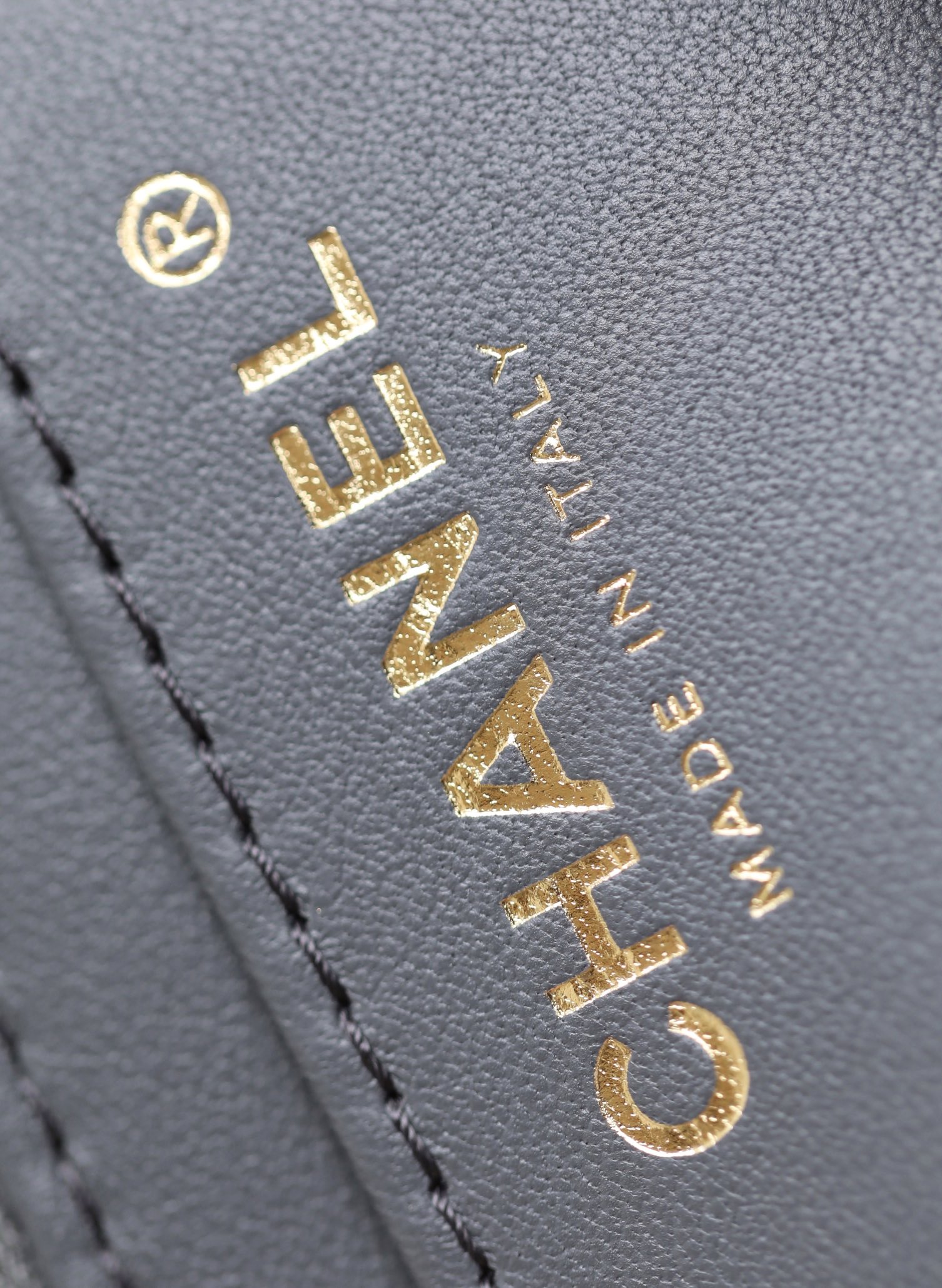 Bagsaaa Ch**el Mini Gray Lambskin & Gold Adjustable Strap - 18x13x7 cm