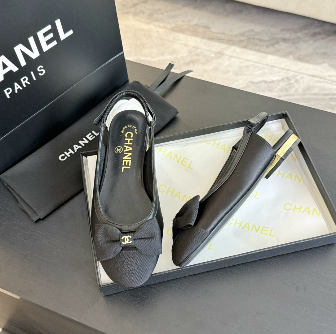 Bagsaaa Ch**el Slingbacks Black G45689