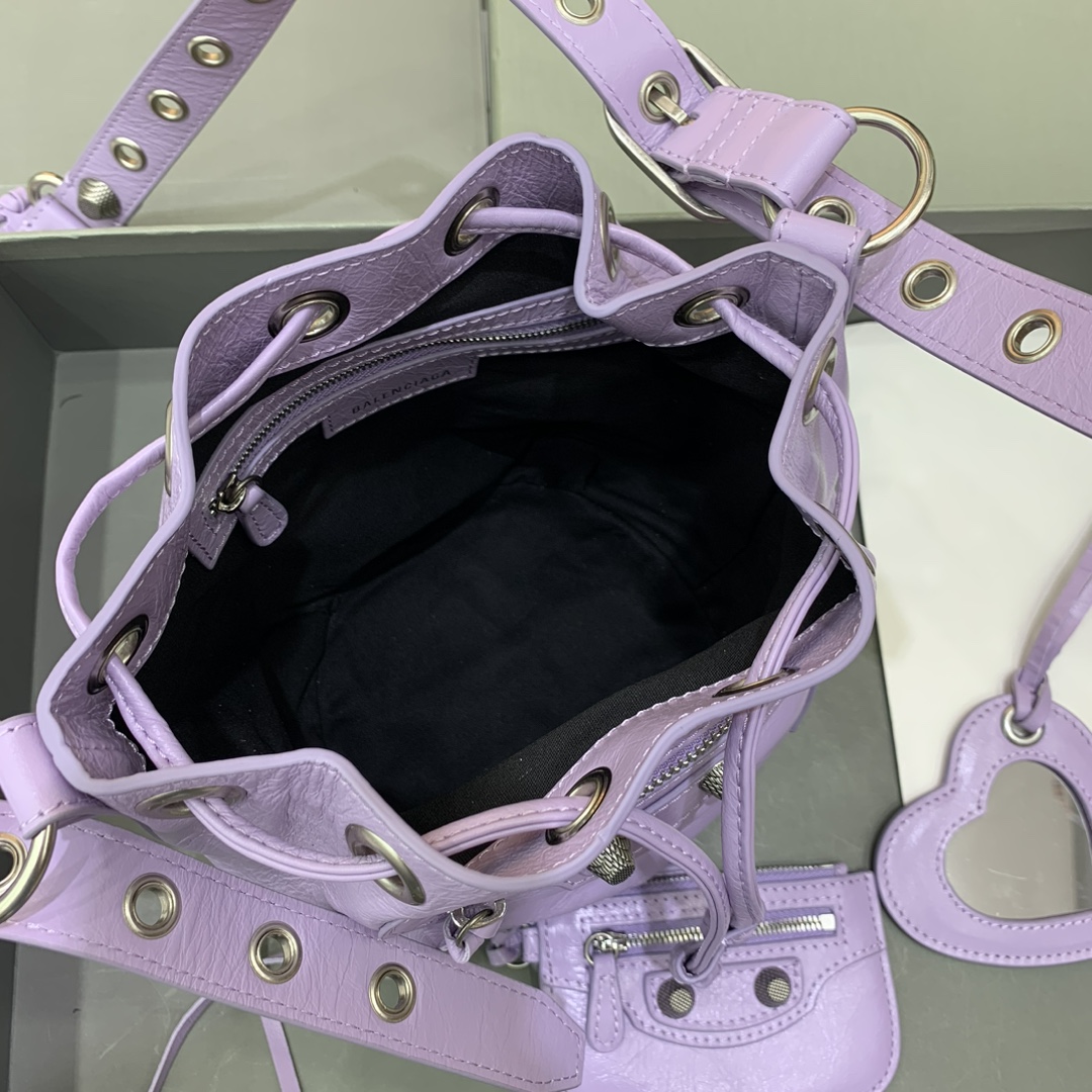 Bagsaaa Ba1en*iaga Le Cagole XS Purple Leather - 15x20x18cm