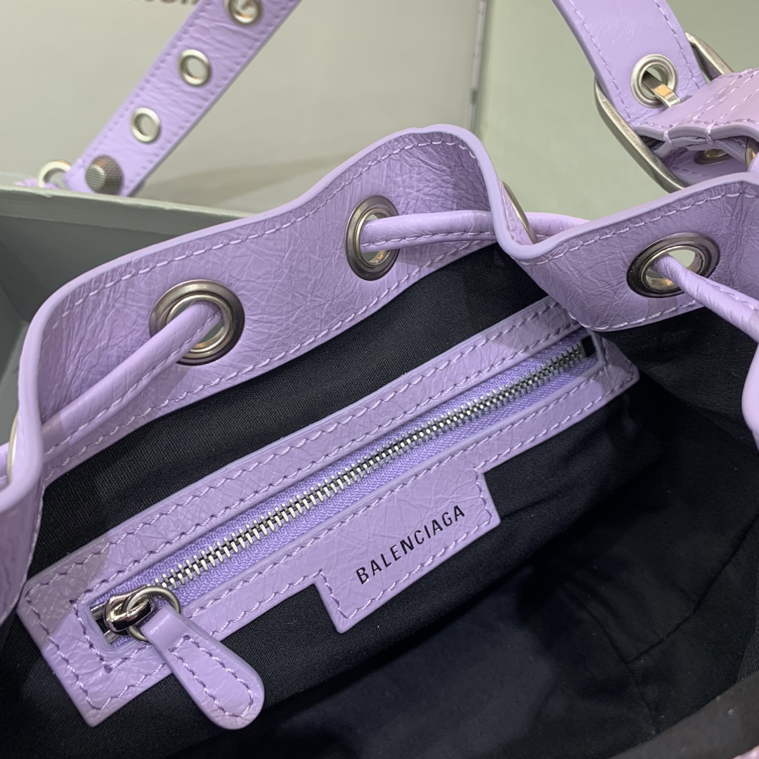 Bagsaaa Ba1en*iaga Le Cagole XS Purple Leather - 15x20x18cm