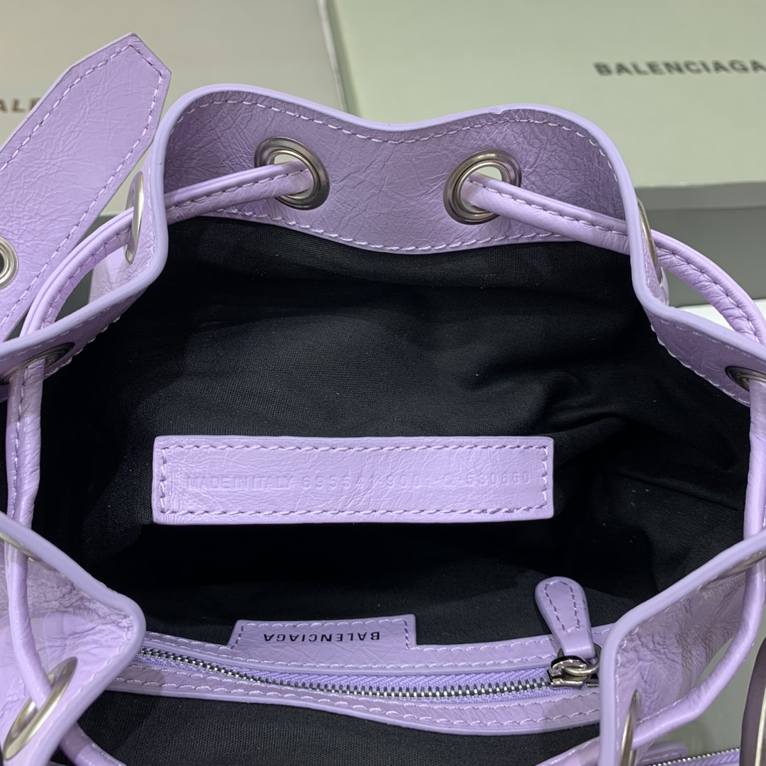 Bagsaaa Ba1en*iaga Le Cagole XS Purple Leather - 15x20x18cm
